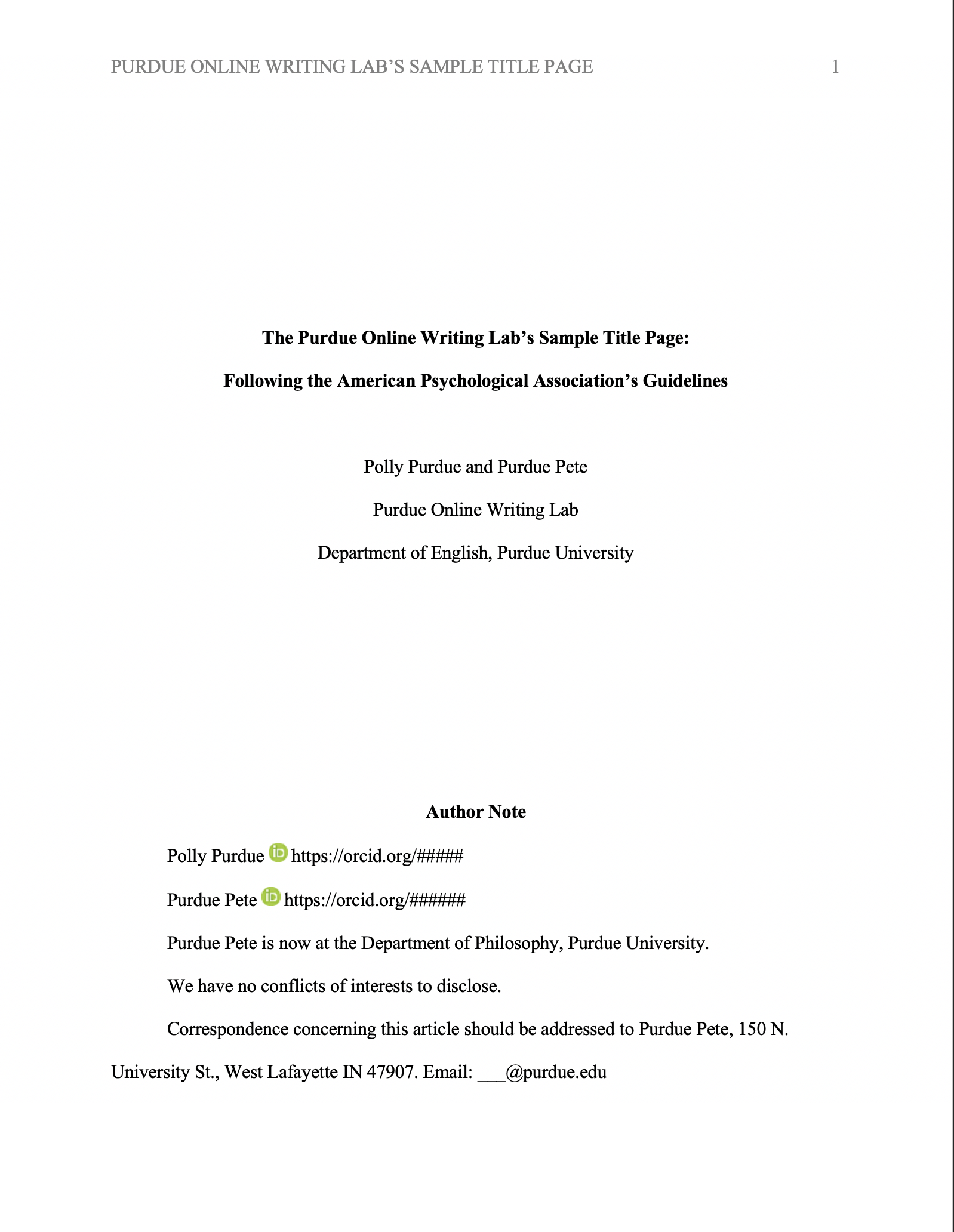 On image shows the designation side for a pros APA seventh edition paper.